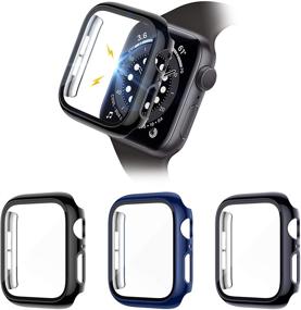 img 4 attached to 📱 Liwin 3-Pack Tempered Glass Screen Protector Cases for Apple Watch SE/Series 6/5/4 40mm - Protect Your iWatch in Style!