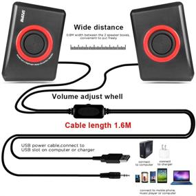 img 1 attached to Reccazr SP2040 RED Computer Speakers: USB Wired 2.0 CH Surround Sound PC Speakers with Deep Bass for Desktops, Laptops, and Smartphones