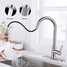 img 3 attached to 💦 SOKA Brushed Nickel RV Touch Faucet with Pull Down Sprayer - Single Handle Commercial Kitchen Faucet for Travel Trailer - High Arc Design - Fits 1 & 3 Hole Sink with Desk Plate