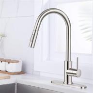 💦 soka brushed nickel rv touch faucet with pull down sprayer - single handle commercial kitchen faucet for travel trailer - high arc design - fits 1 & 3 hole sink with desk plate logo