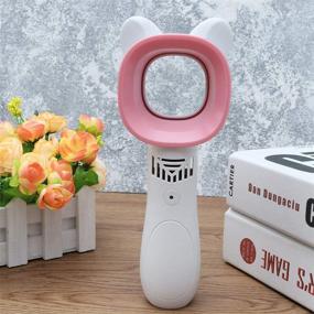 img 3 attached to 🐱 BESPORTBLE Cat Ears Design Mini Bladeless Fan: Portable Handheld Air Cooling Fan for Summer - USB Charging, White