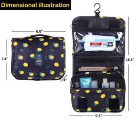 img 3 attached to LAKIBOLE Navy Blue Lemon Toiletry Bag - Multifunctional Makeup Pouch, Waterproof Travel Hanging Organizer Bag for Women and Girls