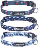 🐶 stylish 3-pack cute dog collars for small to medium dogs in summer ocean design - adjustable & cozy puppy collar set with marine touch logo