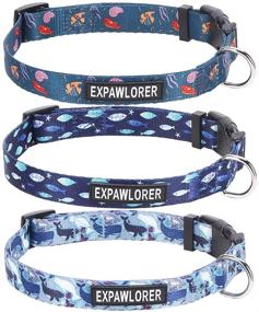 img 4 attached to 🐶 Stylish 3-Pack Cute Dog Collars for Small to Medium Dogs in Summer Ocean Design - Adjustable & Cozy Puppy Collar Set with Marine Touch