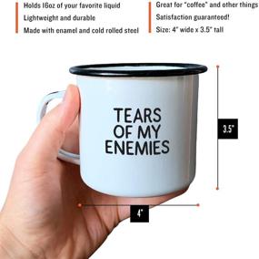 img 1 attached to 🔥 Tears of My Enemies" Enamel Coffee Mug - Ideal for Sarcastic Individuals; Men, Women, Fathers, Boyfriends, Sons, Military Personnel, Coworkers - Great Birthday, Valentine's, Christmas, and Father's Day Gift