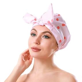 img 4 attached to iSPECIAL Luxury Waterproof Shower Cap for Women with Long Hair - Reusable & Adjustable, Elegant Double Layer Bathing Cap
