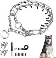 🐶 ivienx dog prong training collar with martingale chain, rubber caps, and dog whistle - no pull collar for medium large breed dogs logo