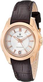 img 4 attached to Bulova Women's Precisionist Longwood 🌹 Rose-Tone Brown Leather Watch (Model 97M104)