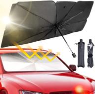 зонт для автомобиля jasvic - складная солнцезащитная крышка для лобового стекла для блокировки ультрафиолетовых лучей и изоляции от тепла, идеально подходит для грузовиков, автомобилей (большой размер) логотип