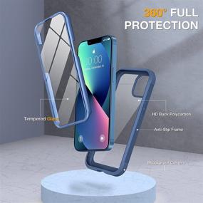 img 2 attached to 📱 Miracase Dark Blue iPhone 13 Case 6.1 inch: Full-Body Glass Clear with Tempered Glass Screen Protector, 2021 Upgrade