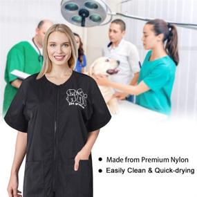 img 3 attached to 👕 Noverlife Lightweight Short Sleeves Pet Grooming Workwear with Full Zipper - Anti-Static Pet Beautician Jacket Smock, Ideal Uniform for Dog Cat Groomers & Cosmetologists in Pet Shops - Available for Men and Women