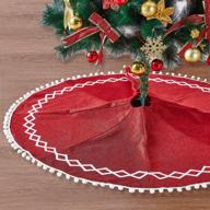 🎄 eilaysyum 48-inch large burlap christmas tree skirt with hand-sewn white lace decor - rustic xmas tree skirt for holiday party decorations (red) логотип