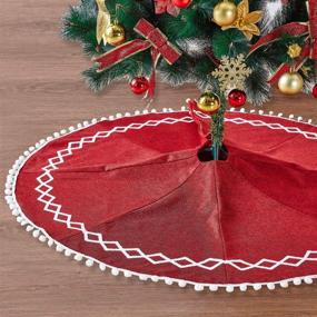 img 4 attached to 🎄 Eilaysyum 48-Inch Large Burlap Christmas Tree Skirt with Hand-Sewn White Lace Decor - Rustic Xmas Tree Skirt for Holiday Party Decorations (Red)