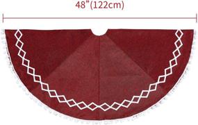 img 2 attached to 🎄 Eilaysyum 48-Inch Large Burlap Christmas Tree Skirt with Hand-Sewn White Lace Decor - Rustic Xmas Tree Skirt for Holiday Party Decorations (Red)