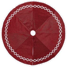 img 3 attached to 🎄 Eilaysyum 48-Inch Large Burlap Christmas Tree Skirt with Hand-Sewn White Lace Decor - Rustic Xmas Tree Skirt for Holiday Party Decorations (Red)
