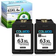 colwod upgraded 63xl black ink cartridge replacement for hp 63 xl for hp officejet 3830 5255 5258 envy 4520 4512 4513 4516 deskjet 1112 1110 3630 3632 3634 2132 printer (pack of 2 black) logo
