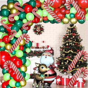 img 1 attached to 🎄 Christmas Balloon Garland Arch Kit - 129 Pieces with Xmas Balloon, Elk Balloon, Red White Candy Cane Balloons, Red/Green/Light Green/Gold Balloons - Party Decorations for Christmas