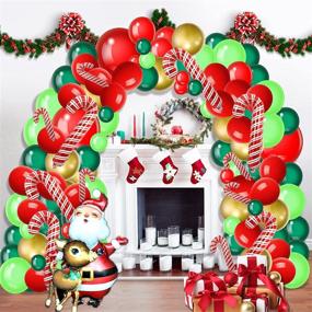 img 4 attached to 🎄 Christmas Balloon Garland Arch Kit - 129 Pieces with Xmas Balloon, Elk Balloon, Red White Candy Cane Balloons, Red/Green/Light Green/Gold Balloons - Party Decorations for Christmas