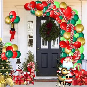 img 2 attached to 🎄 Christmas Balloon Garland Arch Kit - 129 Pieces with Xmas Balloon, Elk Balloon, Red White Candy Cane Balloons, Red/Green/Light Green/Gold Balloons - Party Decorations for Christmas