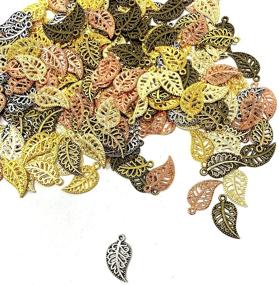 img 2 attached to 🌿 Enhance Your Jewelry Making with SUNEEY 210PCS Mixed 6 Color Hollow Filigree Leaves Charms Pendants