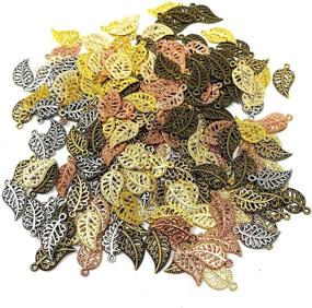 img 3 attached to 🌿 Enhance Your Jewelry Making with SUNEEY 210PCS Mixed 6 Color Hollow Filigree Leaves Charms Pendants