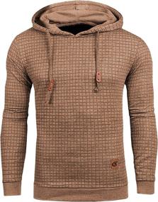 img 4 attached to Men's Square Pattern Pullover Hoodie - Long Sleeve Casual Sweatshirt with Hood