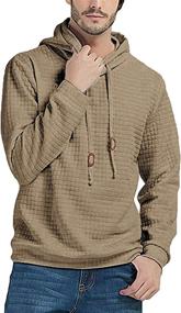 img 2 attached to Men's Square Pattern Pullover Hoodie - Long Sleeve Casual Sweatshirt with Hood