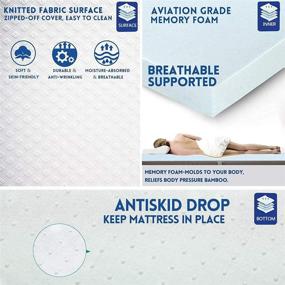 img 1 attached to 🛏️ Enhance Bed Comfort with 3 Inch Cool Gel Memory Foam Mattress Topper - Queen Size Bed with Removable Soft Cover, Comfort Body Support & Pressure Relief - 10 Year Warranty Included