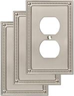 🔘 enhance your décor with franklin brass classic beaded single duplex wall plate/switch plate/cover (3 pack), satin nickel логотип