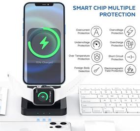 img 1 attached to 3-in-1 Magsafe Wireless Charging Station with Magnetic 18W Fast Charging for Apple iPhone 13/12, iPhone 13/12 Pro, iPhone 13/12 Pro Max, iPhone 13/12 Mini, AirPods 2/Pro, iWatch 7/6/SE/5/4/3/2 (Includes Qc3.0 Adapter)