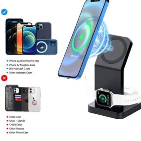 img 2 attached to 3-in-1 Magsafe Wireless Charging Station with Magnetic 18W Fast Charging for Apple iPhone 13/12, iPhone 13/12 Pro, iPhone 13/12 Pro Max, iPhone 13/12 Mini, AirPods 2/Pro, iWatch 7/6/SE/5/4/3/2 (Includes Qc3.0 Adapter)