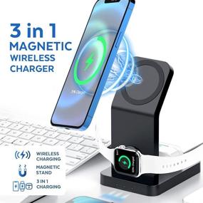 img 3 attached to 3-in-1 Magsafe Wireless Charging Station with Magnetic 18W Fast Charging for Apple iPhone 13/12, iPhone 13/12 Pro, iPhone 13/12 Pro Max, iPhone 13/12 Mini, AirPods 2/Pro, iWatch 7/6/SE/5/4/3/2 (Includes Qc3.0 Adapter)
