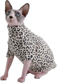 img 4 attached to 🐱 Summer Cotton T-Shirts for Hairless Cats: Limited Edition Brown Leopard Sphynx Clothing, Round Collar Vest, Sleeveless Kitten Shirts, Suitable for Cats & Small Dogs
