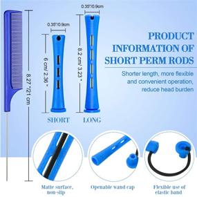 img 3 attached to 48-Piece Hair Perm Rods Set: Short Cold Wave Rods for Effortless Hair Curling & Styling – Includes Steel Pintail Comb and Rat Tail Comb! (0.35 Inch, Blue/Dark Blue)