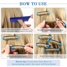 img 2 attached to 48-Piece Hair Perm Rods Set: Short Cold Wave Rods for Effortless Hair Curling & Styling – Includes Steel Pintail Comb and Rat Tail Comb! (0.35 Inch, Blue/Dark Blue)