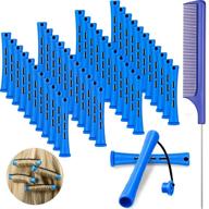 48-piece hair perm rods set: short cold wave rods for effortless hair curling & styling – includes steel pintail comb and rat tail comb! (0.35 inch, blue/dark blue) logo