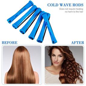 img 1 attached to 48-Piece Hair Perm Rods Set: Short Cold Wave Rods for Effortless Hair Curling & Styling – Includes Steel Pintail Comb and Rat Tail Comb! (0.35 Inch, Blue/Dark Blue)