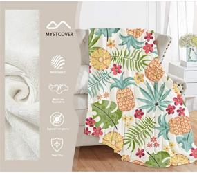 img 2 attached to 🍍 Pineapple Leaves Flowers Blanket Flannel Throw | Soft and Warm Plush Quilt for Couch, Bed | Lightweight & Cozy | 60"x50" | Ideal for Teens