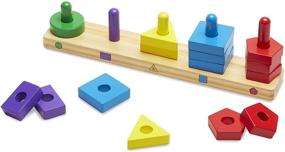 img 4 attached to 🧩 Melissa &amp; Doug Stack and Sort Board - Educational Wooden Toy Set - Includes 15 Solid Wood Pieces