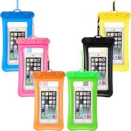 6 piece floatable waterproof phone pouch: keep your phone dry and afloat with universal cellphone dry bag case in vibrant colors! logo