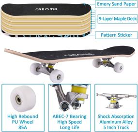 img 2 attached to 🛹 Beginner Skateboard, 31-inch Complete Skate Board with 9-Layer Maple Wood Deck, Double Kick Concave for Tricks and Cruising. Standard 79cm Skateboards for Kids, Girls, Boys, Teens, Women, and Adults.