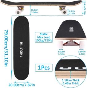 img 1 attached to 🛹 Beginner Skateboard, 31-inch Complete Skate Board with 9-Layer Maple Wood Deck, Double Kick Concave for Tricks and Cruising. Standard 79cm Skateboards for Kids, Girls, Boys, Teens, Women, and Adults.