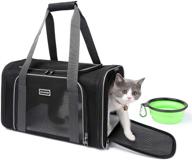 🐱 accofash pet cat carrier: airline approved soft sided small dog travel bag - comfortable, lightweight, ventilated, collapsible (black) logo