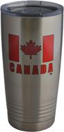 20 oz. vacuum insulated stainless steel travel tumbler mug cup with lid - canadian canada flag design, for hot or cold beverages логотип