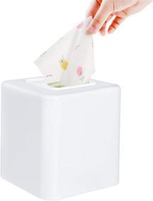 img 3 attached to 📦 Youngever 2 Pack Tissue Box Covers: Stylish Plastic Square Napkin Box Holders in White