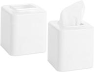 📦 youngever 2 pack tissue box covers: stylish plastic square napkin box holders in white logo