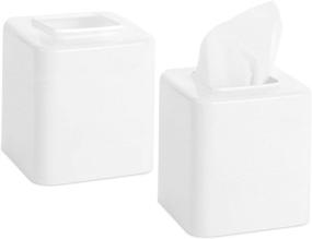 img 4 attached to 📦 Youngever 2 Pack Tissue Box Covers: Stylish Plastic Square Napkin Box Holders in White