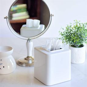 img 2 attached to 📦 Youngever 2 Pack Tissue Box Covers: Stylish Plastic Square Napkin Box Holders in White