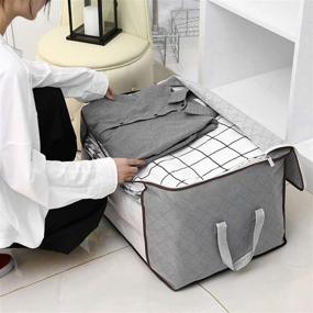 img 3 attached to 👕 4-Pack Large Capacity Foldable Clothes Storage Bag Organizers with Clear Window, Reinforced Carry Handles - Ideal Clothing Containers for Closet Organization