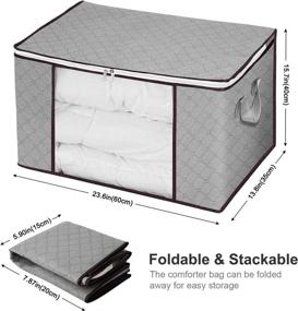 img 1 attached to 👕 4-Pack Large Capacity Foldable Clothes Storage Bag Organizers with Clear Window, Reinforced Carry Handles - Ideal Clothing Containers for Closet Organization